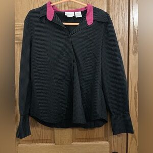 Black and Pink Striped Women's Top